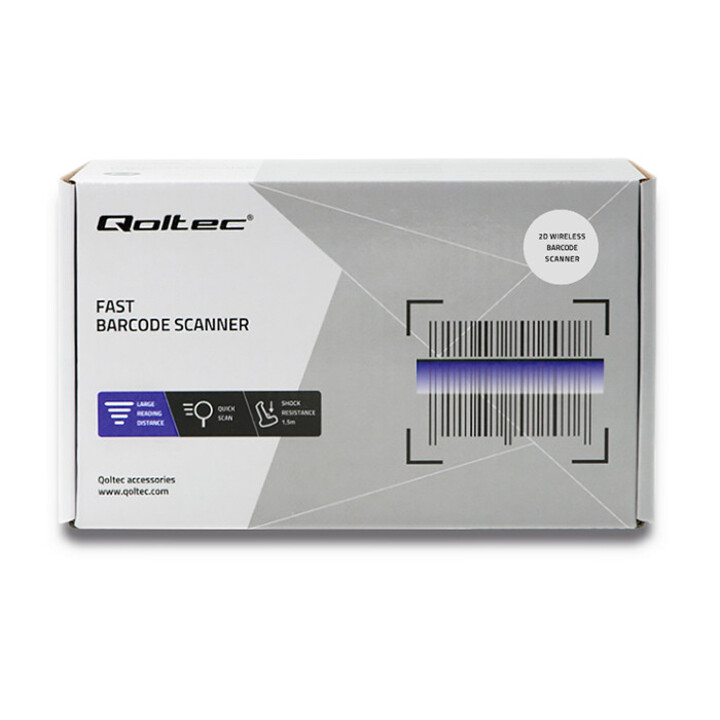 Scanner laser 1D wireless Qoltec 50868 | 2D | Nero