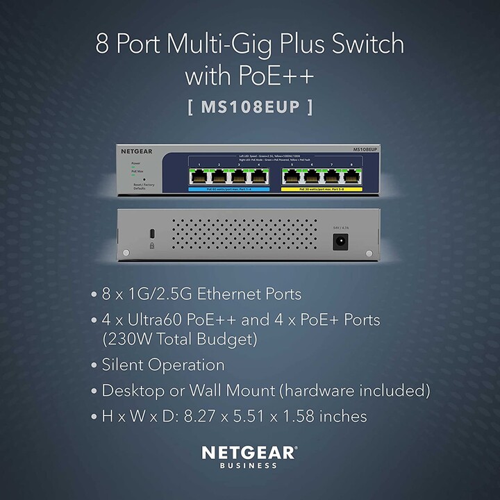commutateur ultra poe 230w 8 ports
