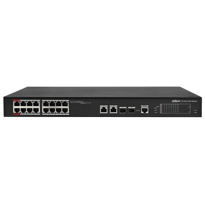 Dahua Technology PoE PFS4218-16ET-240 Unmanaged Gigabit Ethernet, PoE, 16 Ports + 2 GE Ports + 2 SFP