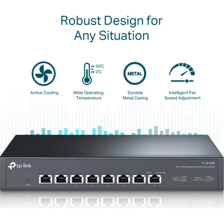Switch TP-Link TL-SX1008 Ethernet 10G não gerenciada (100/1000/10000) Preto