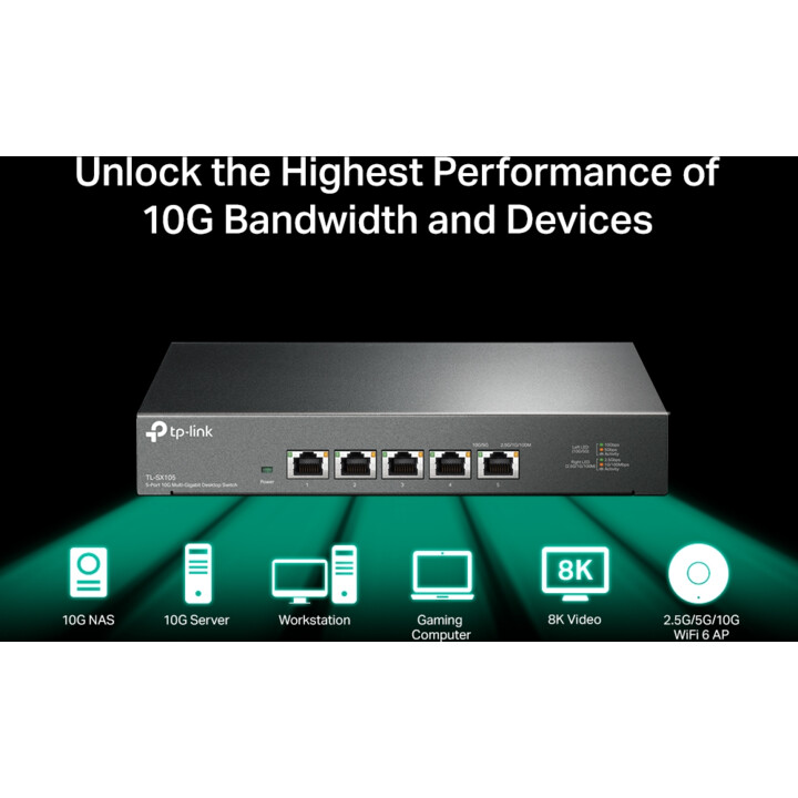 Switch TP-Link TL-SX105 Ethernet 10G non gestito (100/1000/10000) Nero