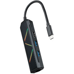 Hub USB 3.1 Tipo-C Nanocabo 10.16.0501/ 2 Portas USB/ 1 USB Tipo-C/ 1 HDMI/ 1 RJ45/ Preto