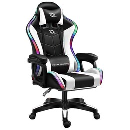 Chaise Gaming PowerGaming LED RGB Blanc/Noir