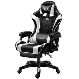 Gaming-Stuhl PowerGaming Schwarz /Weiß mit Fußstütze
