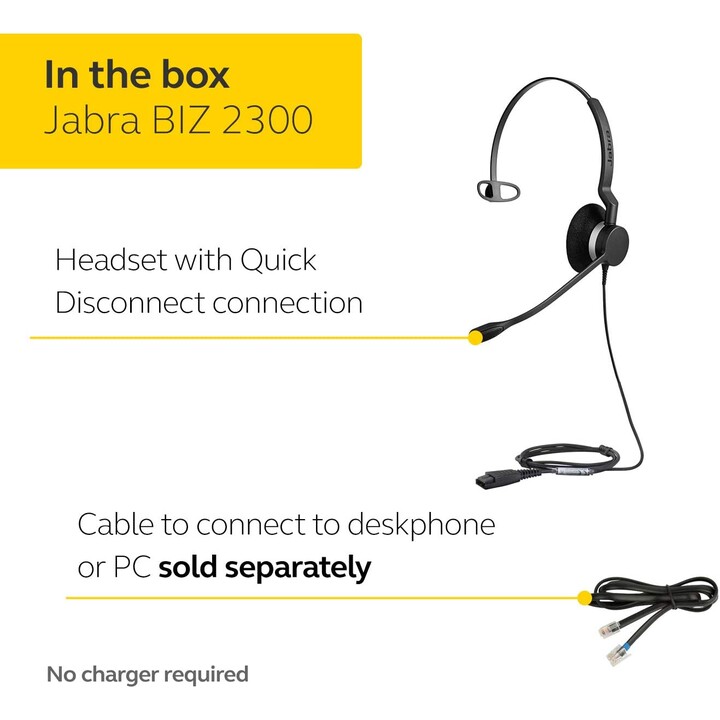 HEADPHONE + MIC JABRA BIZ 2300 MONOAURAL QD BLACK