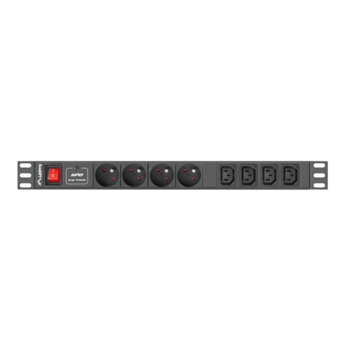 Lanberg PDU-04E04I-0200-BK Stromverteilereinheit (PDU) 1U Schwarz 4 AC-Ausgänge