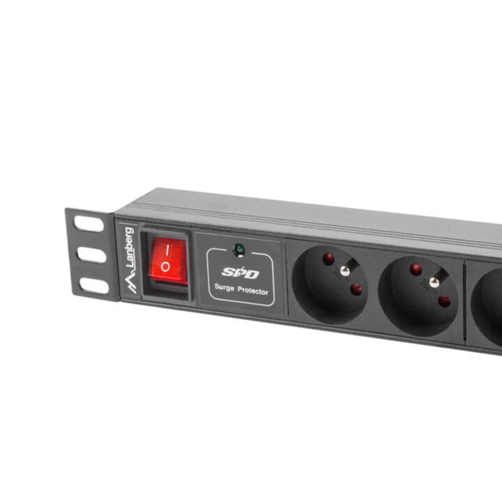 Lanberg PDU-04E04I-0200-BK Stromverteilereinheit (PDU) 1U Schwarz 4 AC-Ausgänge