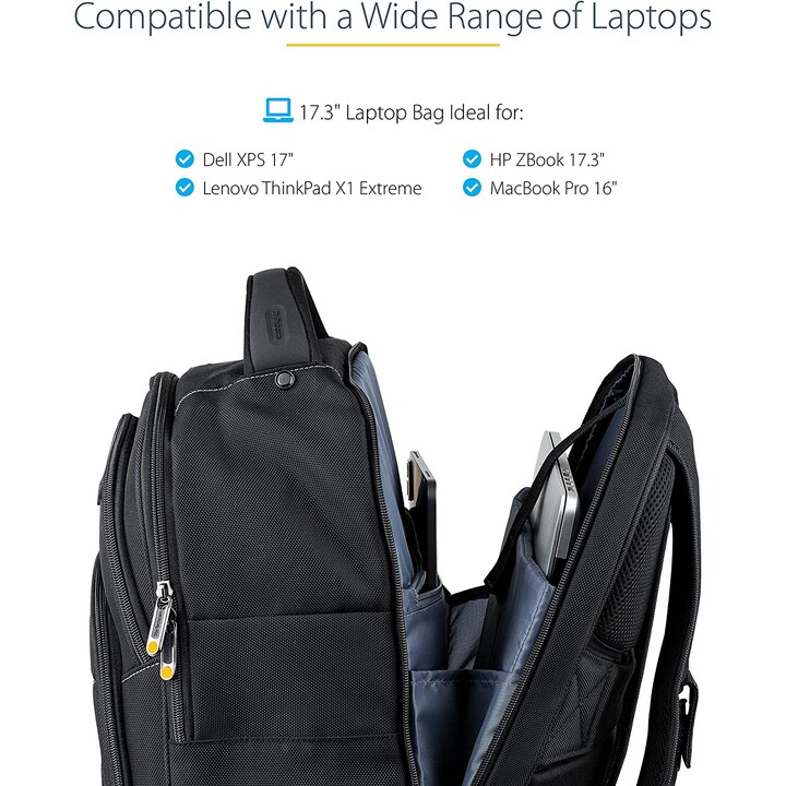 StarTech.com Mochila Ergonómica con Carcasa de Accesorios Removible para Ordenador Portátil de 17,3 Pulgadas - Morral para Profe