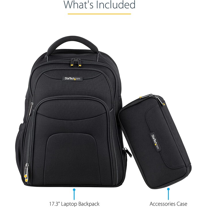 StarTech.com Mochila Ergonómica con Carcasa de Accesorios Removible para Ordenador Portátil de 17,3 Pulgadas - Morral para Profe