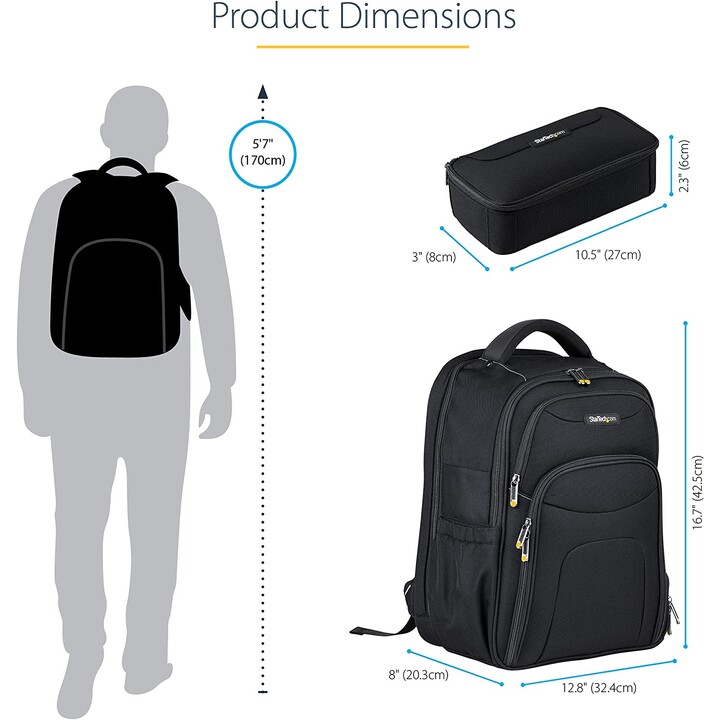 StarTech.com 15.6" Laptop Backpack with Removable Accessory Organizer Case - Professional IT Tech Backpack for Work/Travel/Commu