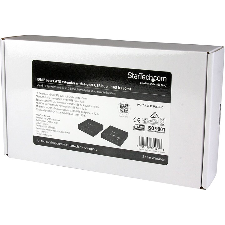 StarTech.com Extendeur HDMI sur Cat6 à 50 m avec hub USB 2.0 à 4 ports - 1080p