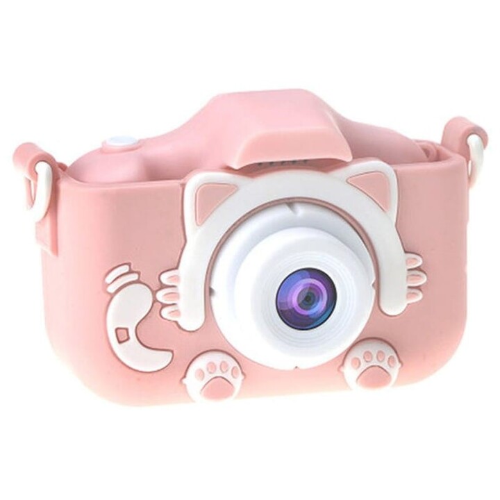 Fotocamera digitale per bambini K1C versione aggiornata Custodia per gatti da 600 mAh rosa