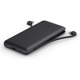 Power bank Belkin BoostCharge Plus 10K da 10.000 mAh e 23 W con cavi USB-C e Lightning - Nero