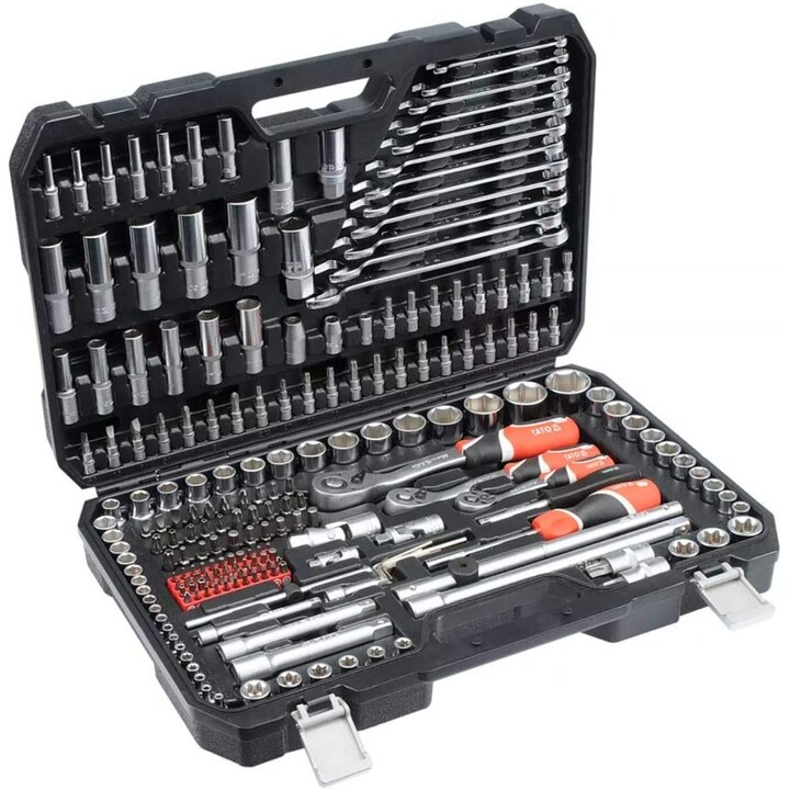 YATO YT-38841 Juego de Herramientas Profesional 216 Piezas Acero Cromo Vanadio, Acabado Satinado