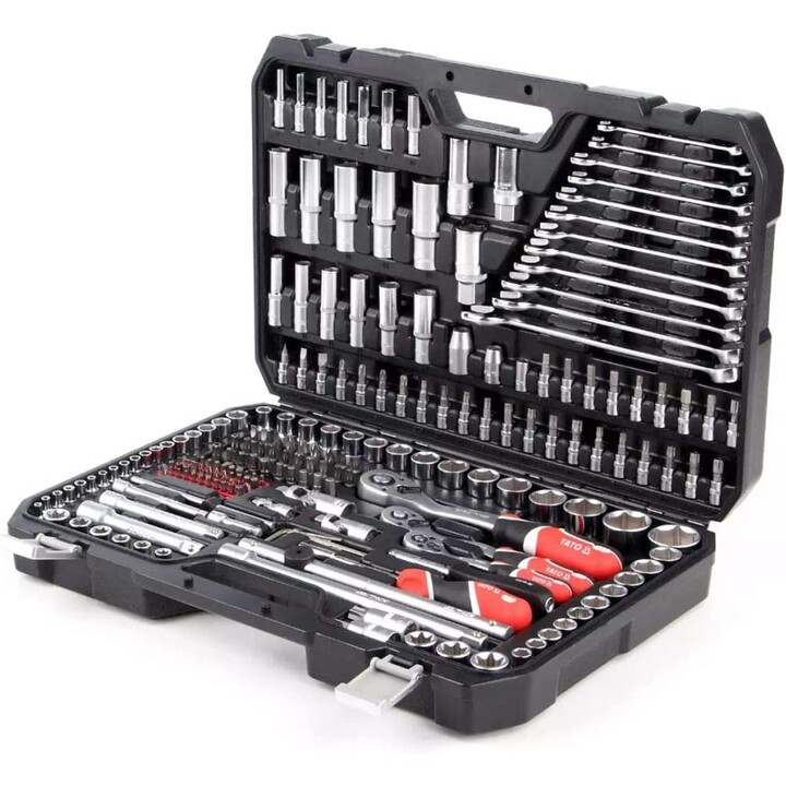 YATO YT-38841 Juego de Herramientas Profesional 216 Piezas Acero Cromo Vanadio, Acabado Satinado