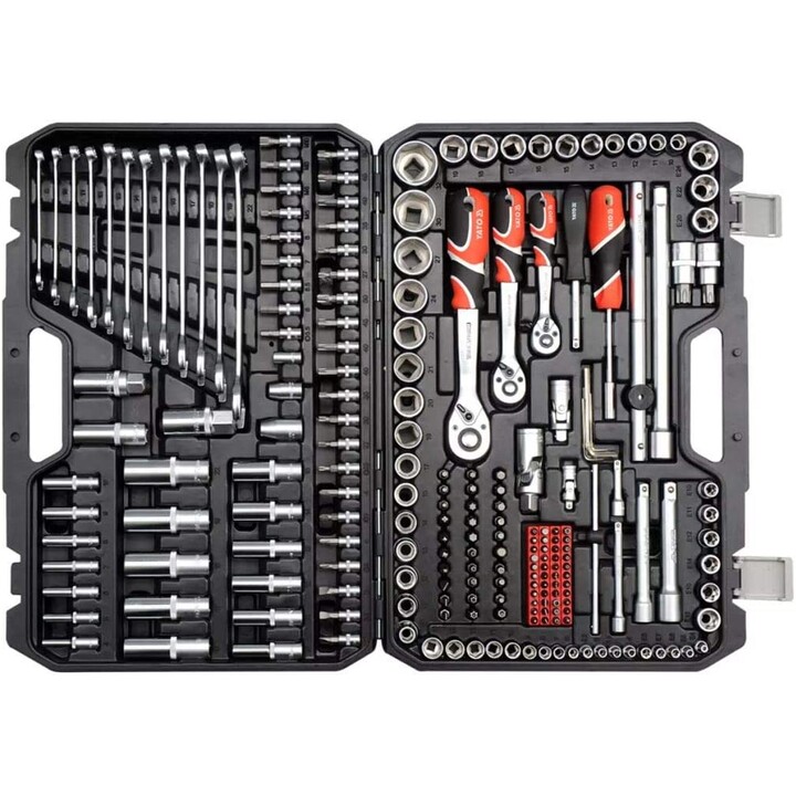 YATO YT-38841 Juego de Herramientas Profesional 216 Piezas Acero Cromo Vanadio, Acabado Satinado