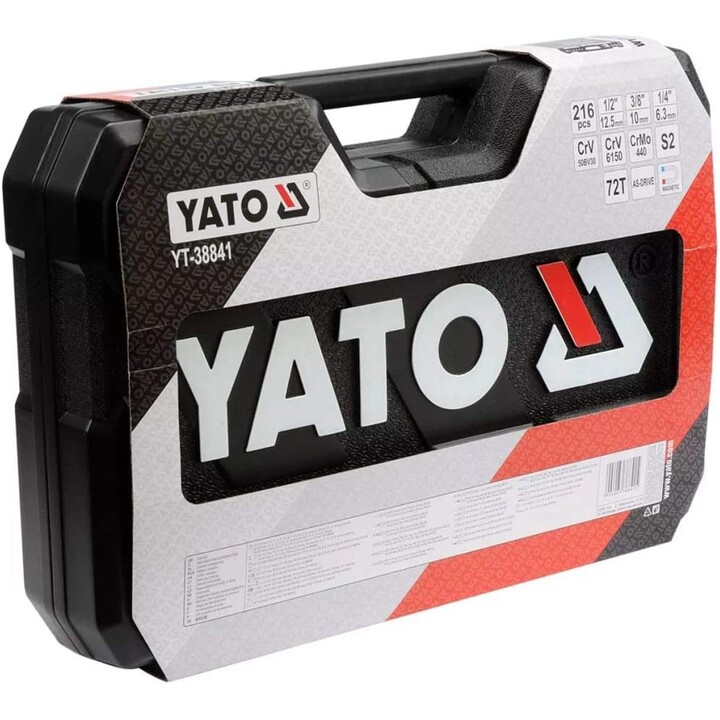 YATO YT-38841 Juego de Herramientas Profesional 216 Piezas Acero Cromo Vanadio, Acabado Satinado