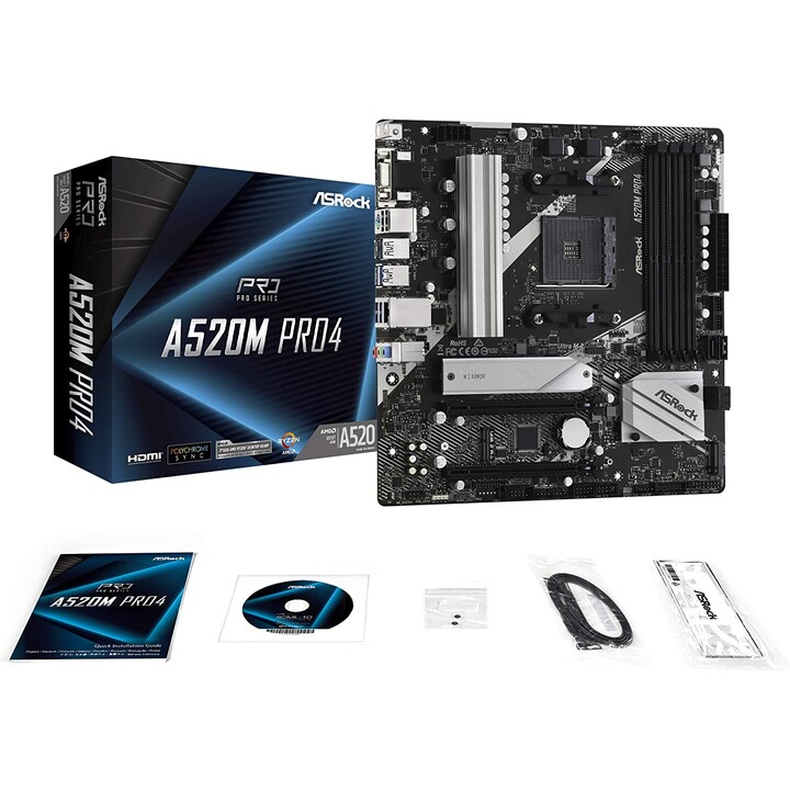 ASRock A520M Pro4 (placa-mãe, micro-ATX, soquete AMD AM4)