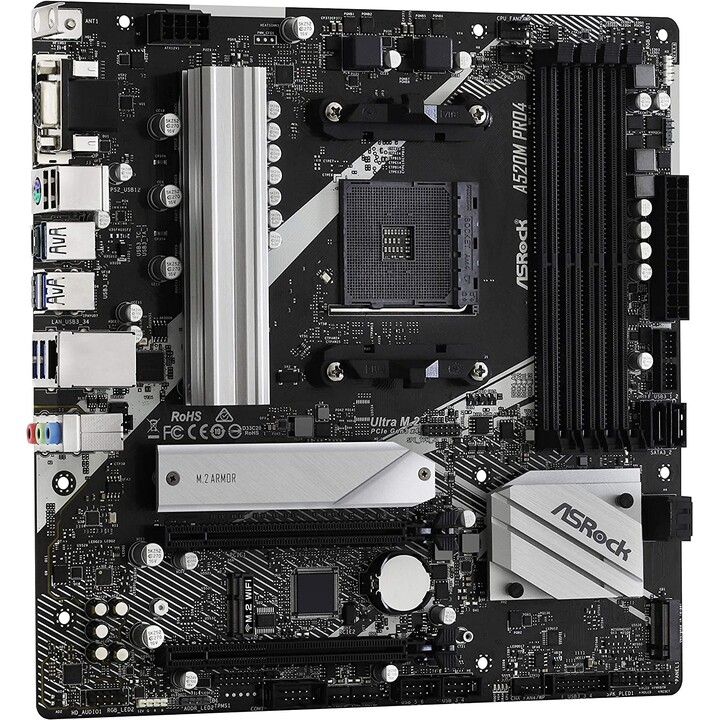 ASRock A520M Pro4 (placa-mãe, micro-ATX, soquete AMD AM4)