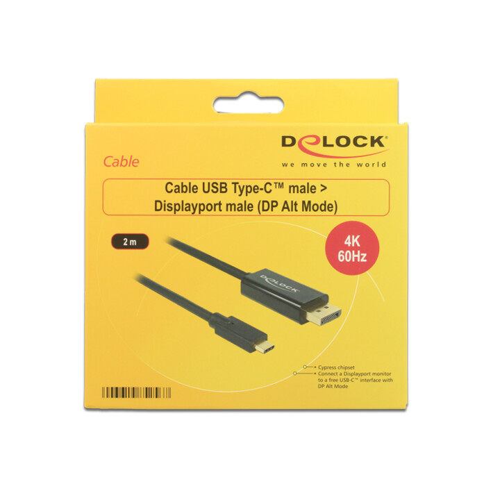 DeLOCK 85256 Videokabel-Adapter 2 m USB Typ-C DisplayPort Schwarz