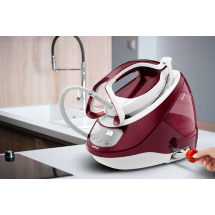 Tefal GV9220 Centrale vapeur 2600 W Durilium AirGlide Autoclean soleplate Bourgogne, Blanc
