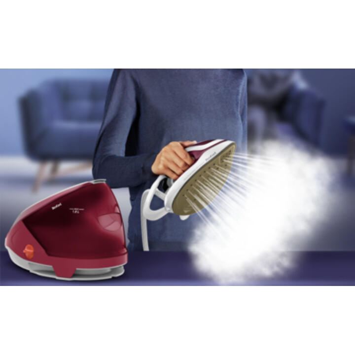 Tefal GV9220 Centrale vapeur 2600 W Durilium AirGlide Autoclean soleplate Bourgogne, Blanc