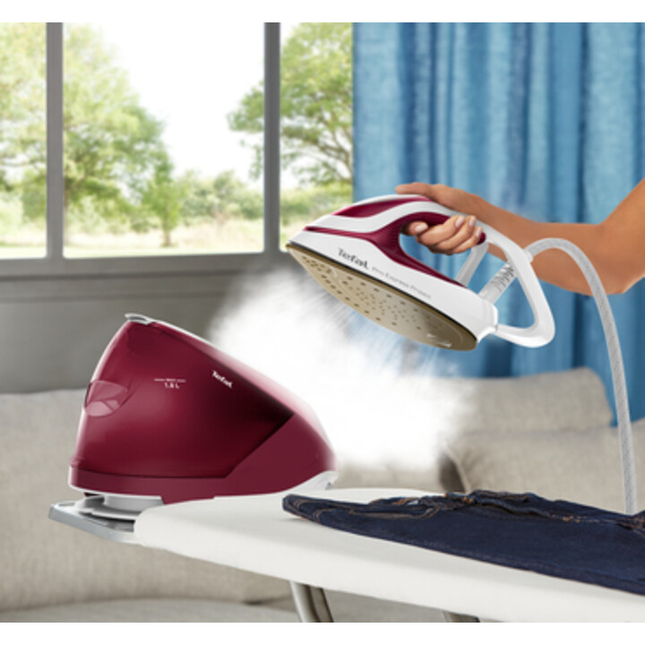 Tefal GV9220 Centrale vapeur 2600 W Durilium AirGlide Autoclean soleplate Bourgogne, Blanc