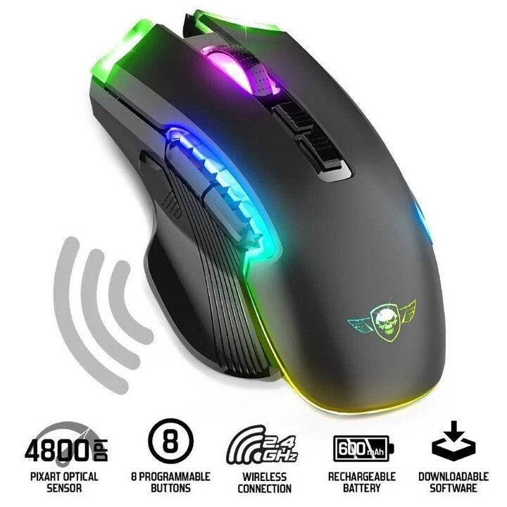 Spirit of Gamer ELITE M70 Kabellose Gaming-Maus / Wiederaufladbarer Akku / Bis zu 4800 DPI