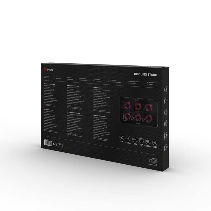 Laptop-Kühlpad, 6 retrogrundbeleuchtete Lüfter, 2000 RPM, SAVIO COS-01