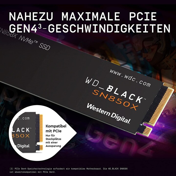 SSD WD Black 4TB SN850X Gaming NVME M.2 PCIe WDS400T2X0E PCIe 4.0 x4