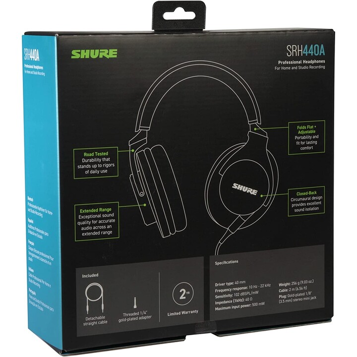 Cuffie Shure SRH440A-EFS cablate nere