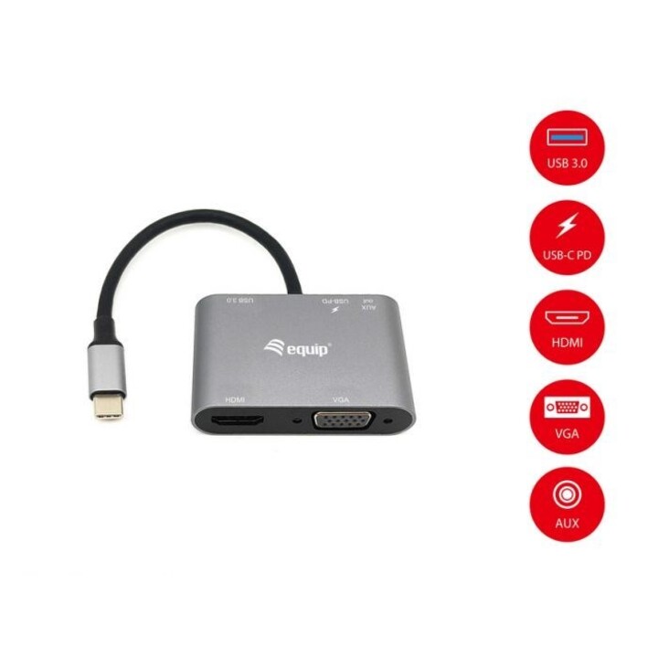 HUB EQUIP USB-C 5 IN 1 HDMI-VGA-USB-AUX-USB PD 100