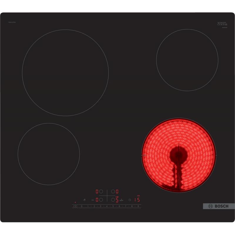Placa de Cerámico Bosch Serie 6 PKE611FP2E 60 cm 4 Zonas Negro