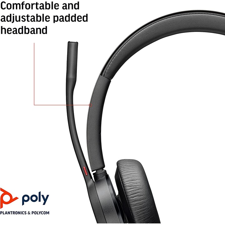 Poly Voyager 4300 UC Serie 4320 Auriculares estéreo supraaurales (USB-A, Bluetooth, inalámbrico, certificado por MS Teams)