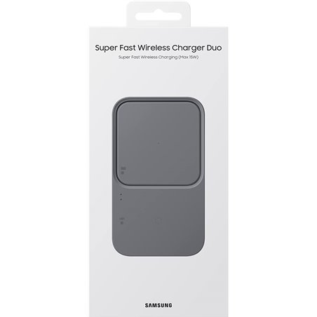 Samsung Wireless Charger Duo con adaptador de carga rápida EP-P5400T - Estación de carga inductiva (gris oscuro)