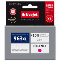 Activejet Tinta AH-963MRX para impresoras HP, Recambio HP 963XL 3JA28AE Premium 1760 páginas púrpura