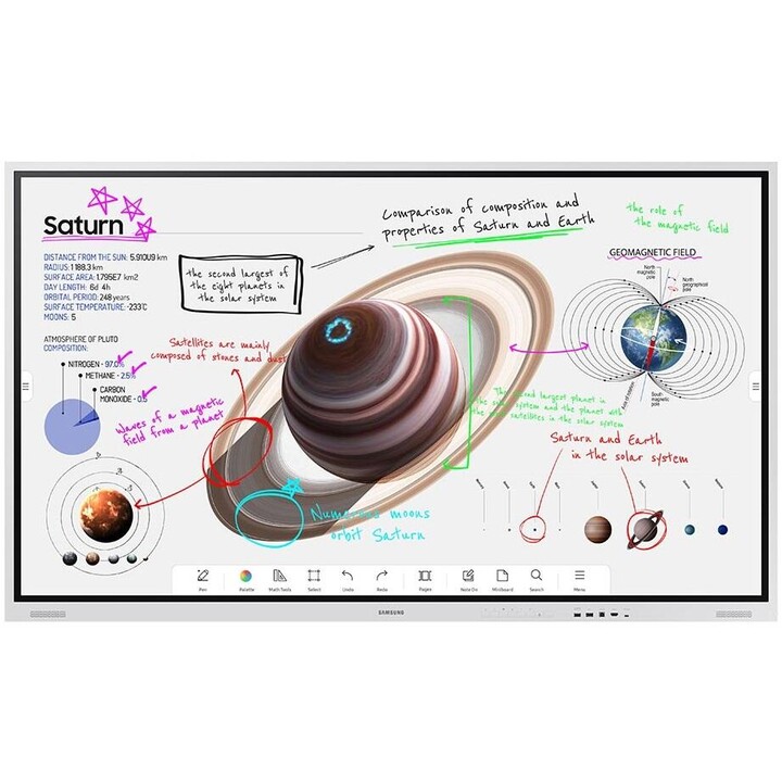 flipchart Samsung Flip Pro 4 WM85B 215,9 cm 85 polegadas (4K UHD, IR touch, HDMI, USB, WiFi, BT, Airplay, Tizen 6.5)