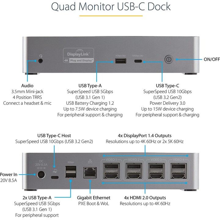 Dock station usbc 4x dp/hdmi