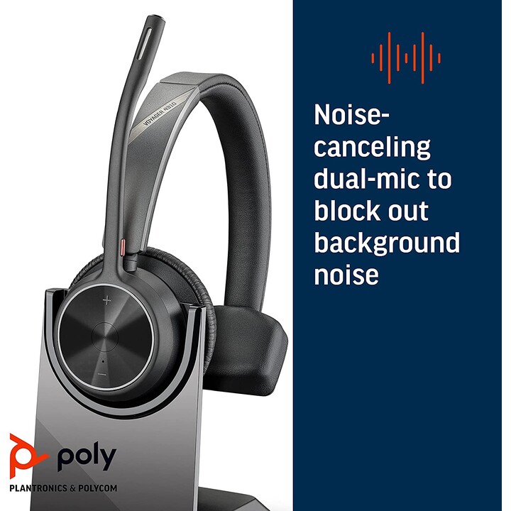 Poly Voyager 4300 UC Series 4310 Mono Headset On-Ear (USB-A, Bluetooth, wireless, con stazione di ricarica, certificato Zoom)