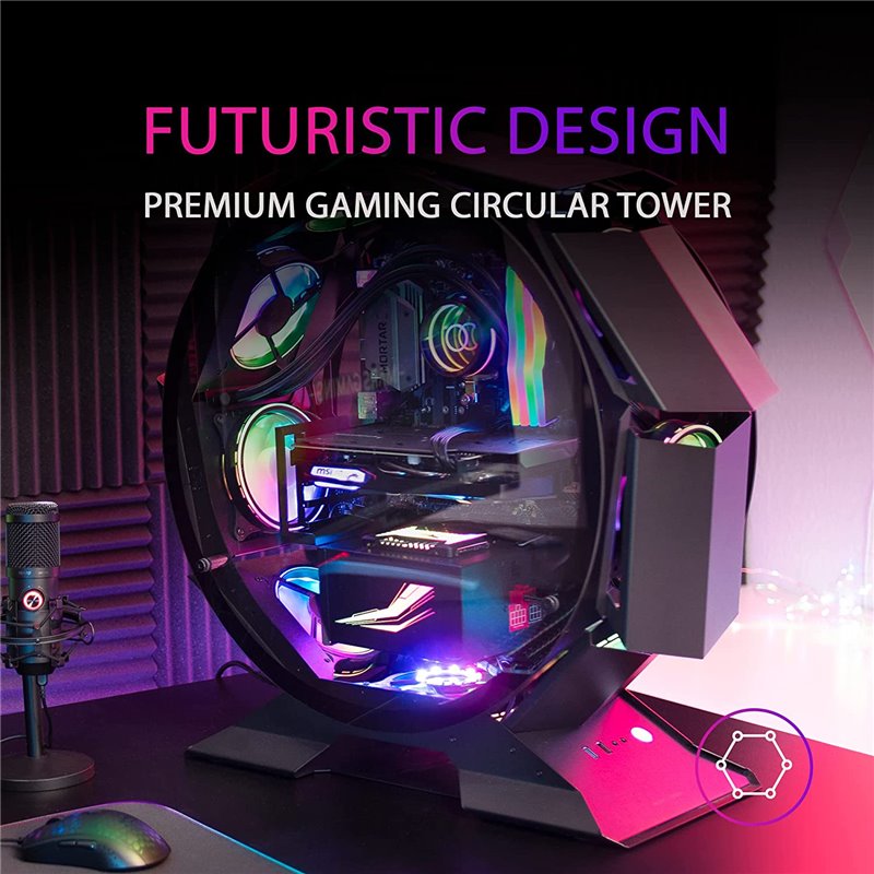 Gaming Case Torre Circular Mars Gaming MCORB/Preto