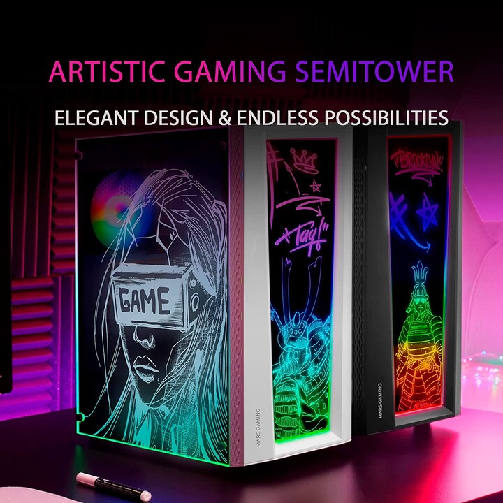 Mars Gaming Artistic Mid-Tower Gaming Case MC-ART/ White