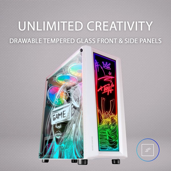 Estojo Artístico Mid Tower Mars Gaming MC-ART/ Branco