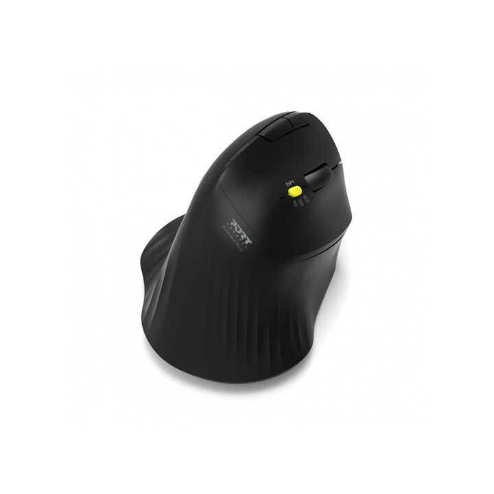 PORT Connect 900719 ergonomic wireless and Bluetooth rechargeable mouse with trackball black