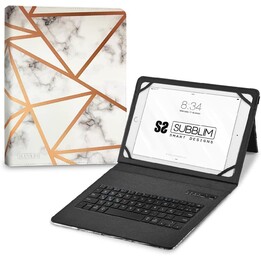 Subblim Keytab Pro Custodia con tastiera Bluetooth per tablet 9'-11'/Marmo bianco