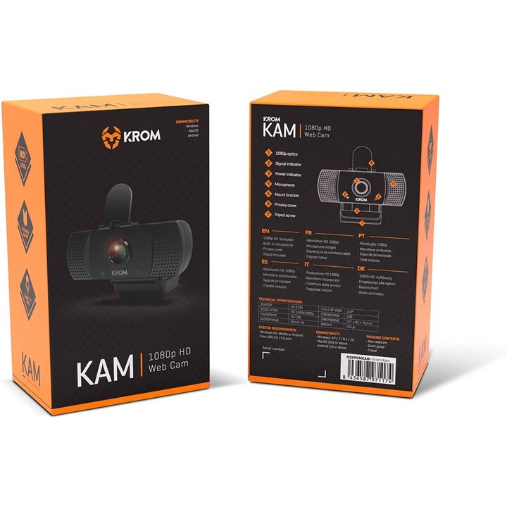Krom Kam NXKROMKAM webcam Full HD 1080p nera