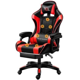 Sedia da gioco PowerGaming Massage 7 punti Poggiapiedi rosso/nero