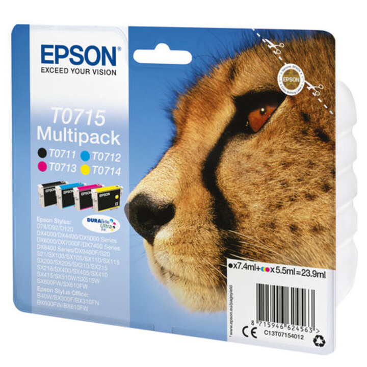 INCHIOSTRO Epson C13T07154012 T0715 CONFEZIONE QUATTRO COLORI C/M/Y/BK