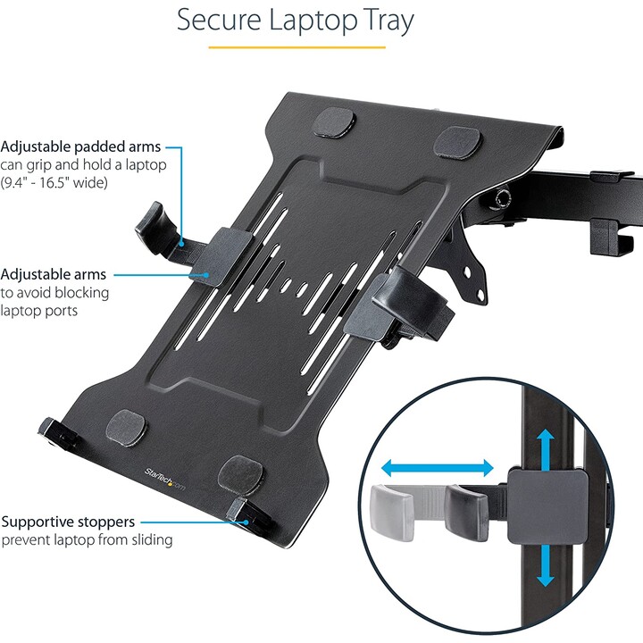 StarTech.com LAPTOP-ARM-TRAY plateau VESA pour ordinateur portable noir ventilé