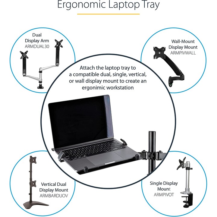 StarTech.com LAPTOP-ARM-TRAY plateau VESA pour ordinateur portable noir ventilé