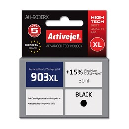 Activejet AH-903BRX TintenpatronefürHP Drucker; HP 903XL T6M15AE-Ersatz; Prämie; 30ml; Schwarz